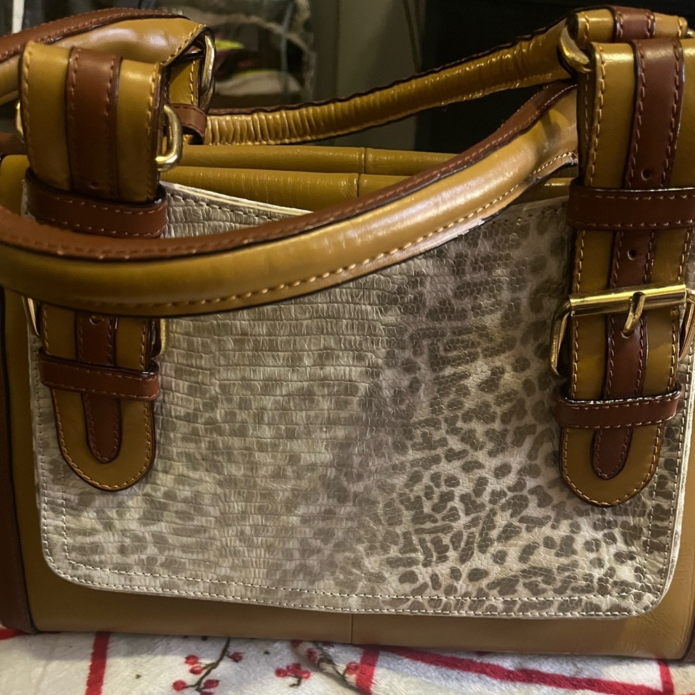ANTONIO MELANI Mustard and Brown Shoulder Bag